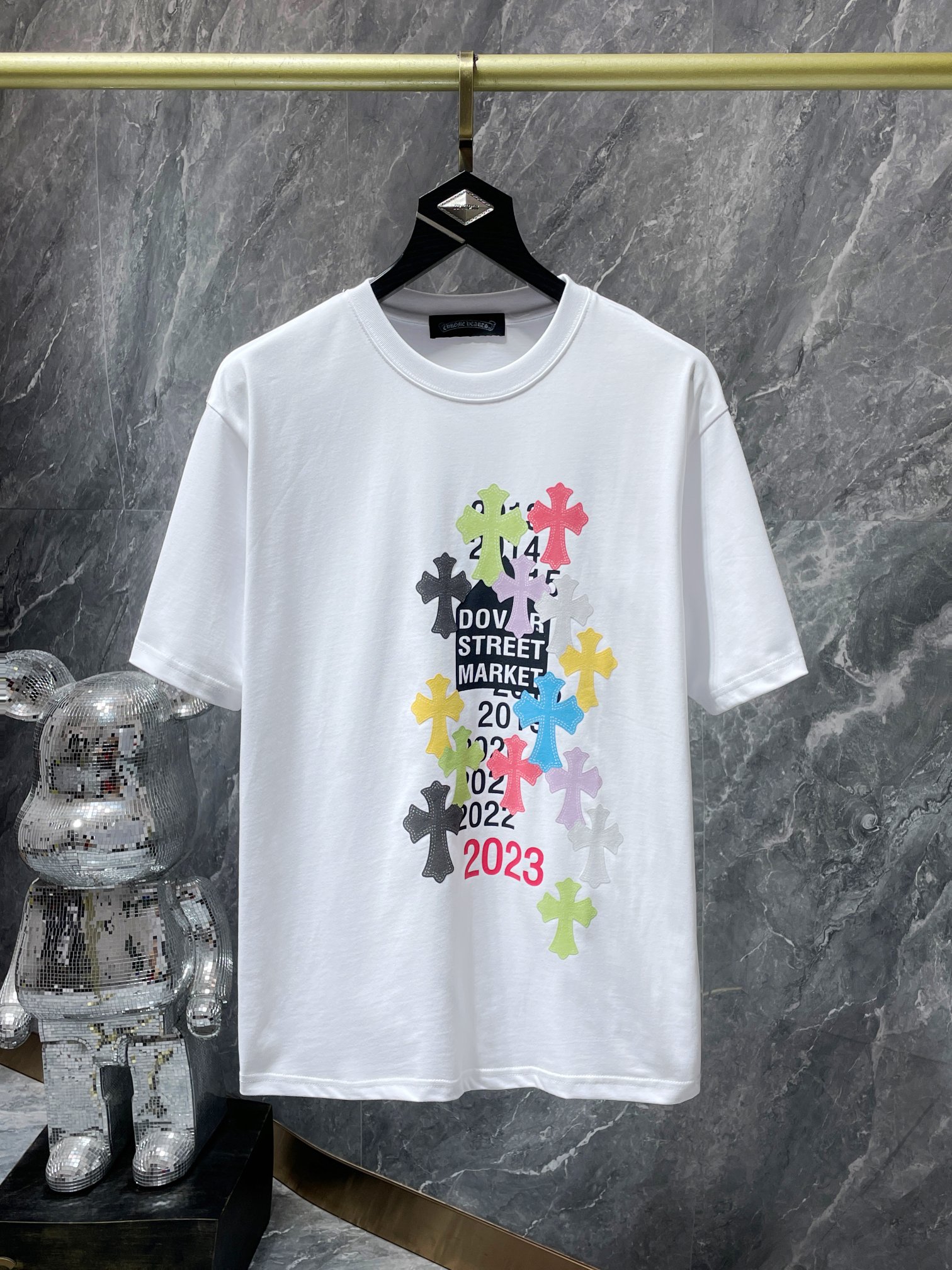 【Chrome Hearts】半袖Tシャツ プリントコットンTシャツ 白 S クロムハーツ 半袖Tシャツ コットン エンボス Tシャツ YCH081